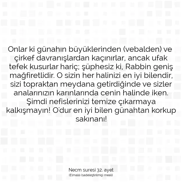 Ayetbul | Kuran Mealleri | Quran | Necm suresi 32. ayet