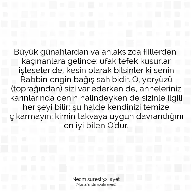 Ayetbul | Kuran Mealleri | Quran | Necm suresi 32. ayet