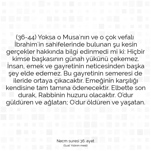 Ayetbul | Kuran Mealleri | Quran | Necm suresi 36. ayet