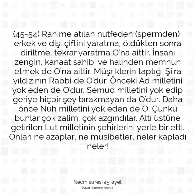 Ayetbul | Kuran Mealleri | Quran | Necm suresi 45. ayet