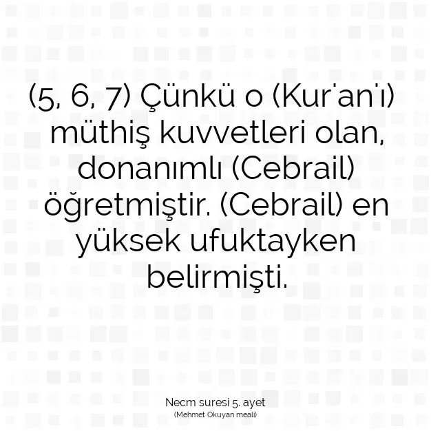 Ayetbul | Kuran Mealleri | Quran | Necm suresi 5. ayet