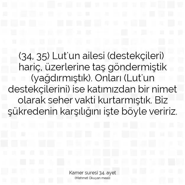 Ayetbul | Kuran Mealleri | Quran | Kamer suresi 34. ayet