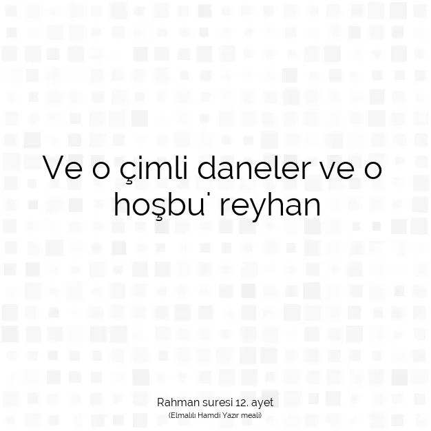 Ayetbul | Kuran Mealleri | Quran | Rahman suresi 12. ayet