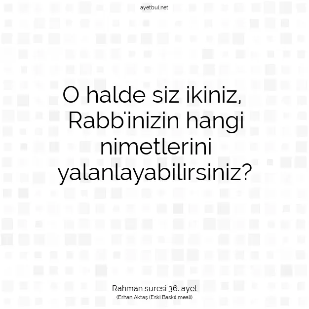 Ayetbul | Kuran Mealleri | Quran | Rahman suresi 36. ayet