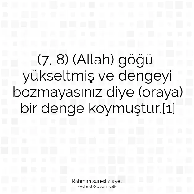 Ayetbul | Kuran Mealleri | Quran | Rahman suresi 7. ayet