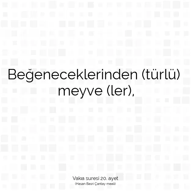 Ayetbul | Kuran Mealleri | Quran | Vakıa suresi 20. ayet