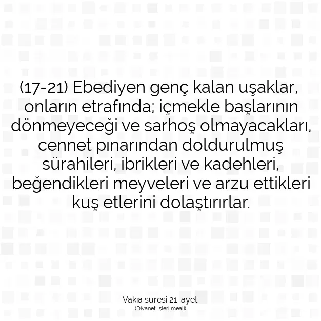 Ayetbul | Kuran Mealleri | Quran | Vakıa suresi 21. ayet