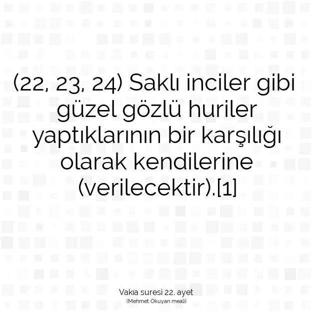 Ayetbul | Kuran Mealleri | Quran | Vakıa suresi 22. ayet