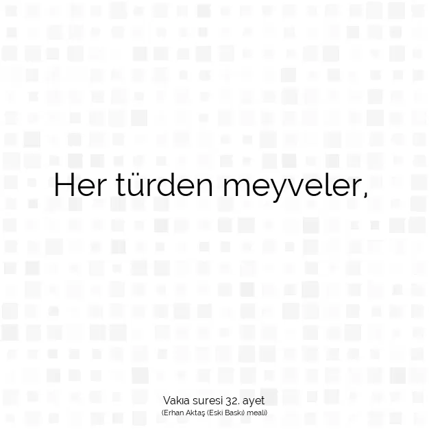 Ayetbul | Kuran Mealleri | Quran | Vakıa suresi 32. ayet