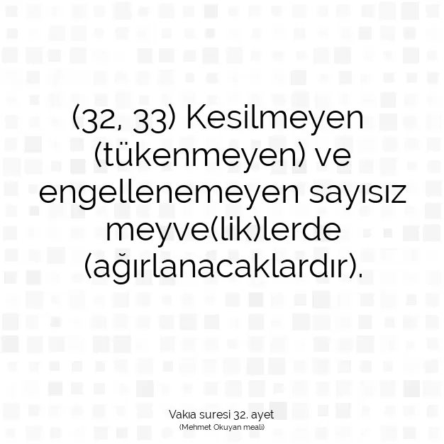 Ayetbul | Kuran Mealleri | Quran | Vakıa suresi 32. ayet