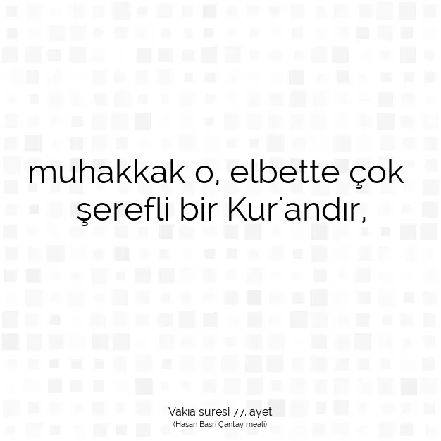 Ayetbul | Kuran Mealleri | Quran | Vakıa suresi 77. ayet