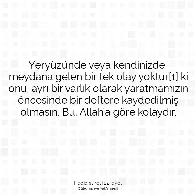 Ayetbul | Kuran Mealleri | Quran | Hadid suresi 22. ayet