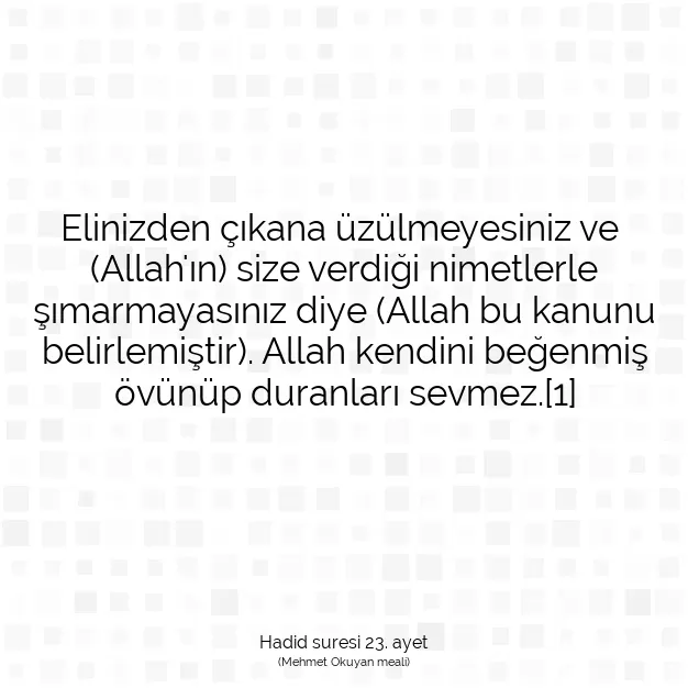 Ayetbul | Kuran Mealleri | Quran | Hadid suresi 23. ayet