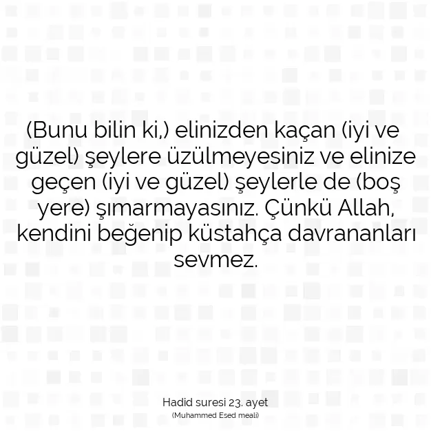 Ayetbul | Kuran Mealleri | Quran | Hadid suresi 23. ayet