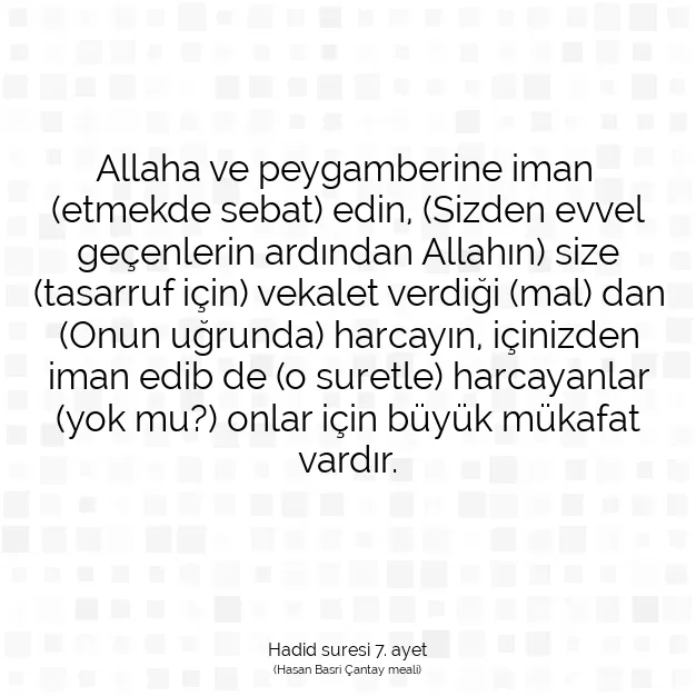 Ayetbul | Kuran Mealleri | Quran | Hadid suresi 7. ayet