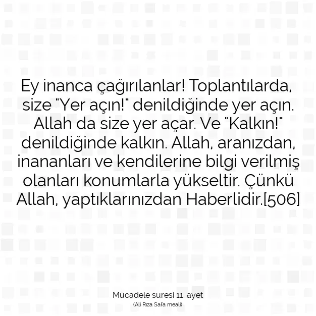 Ayetbul | Kuran Mealleri | Quran | Mücadele suresi 11. ayet