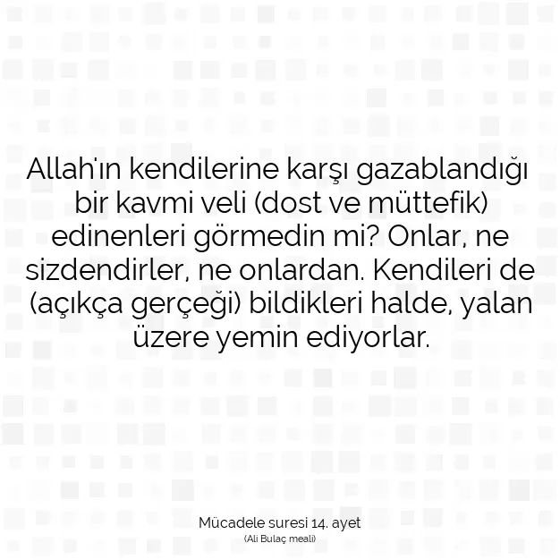 Ayetbul | Kuran Mealleri | Quran | Mücadele suresi 14. ayet