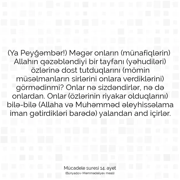 Ayetbul | Kuran Mealleri | Quran | Mücadele suresi 14. ayet