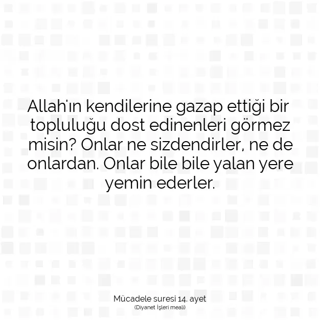 Ayetbul | Kuran Mealleri | Quran | Mücadele suresi 14. ayet