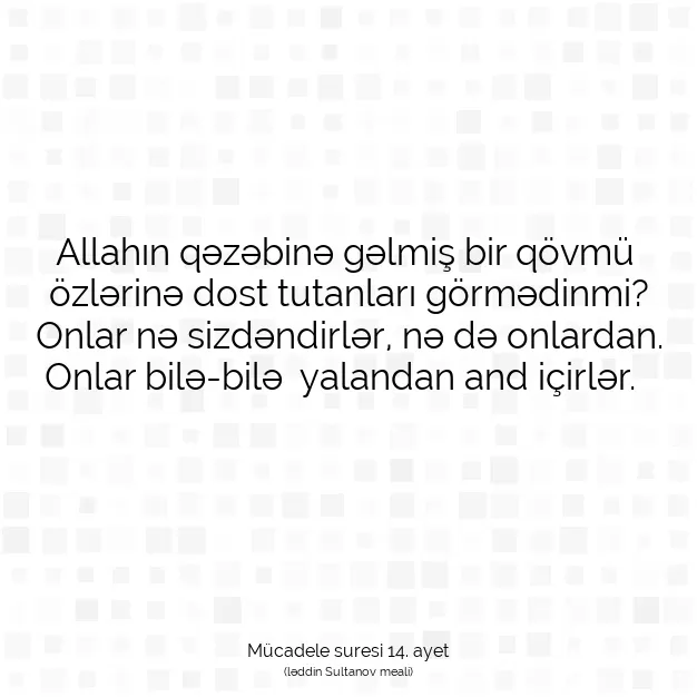 Ayetbul | Kuran Mealleri | Quran | Mücadele suresi 14. ayet