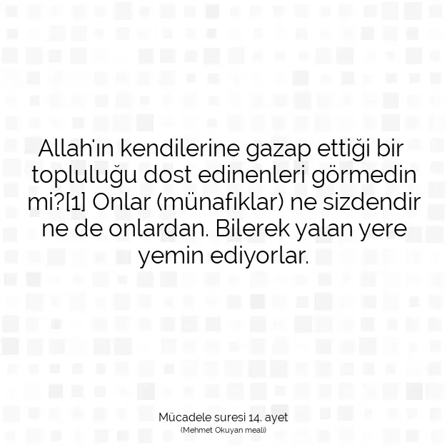 Ayetbul | Kuran Mealleri | Quran | Mücadele suresi 14. ayet