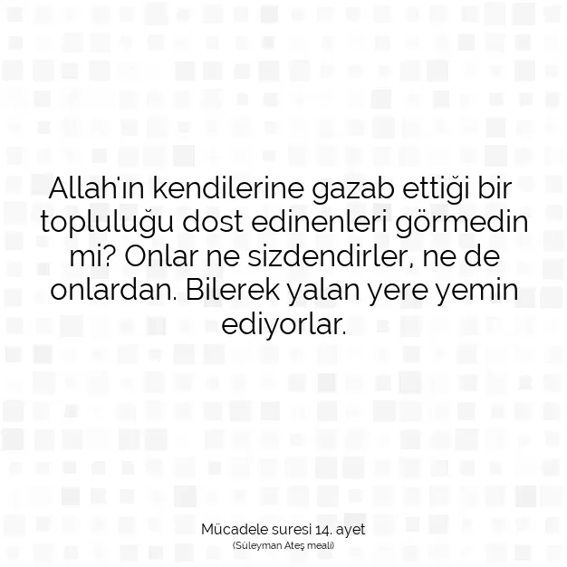 Ayetbul | Kuran Mealleri | Quran | Mücadele suresi 14. ayet