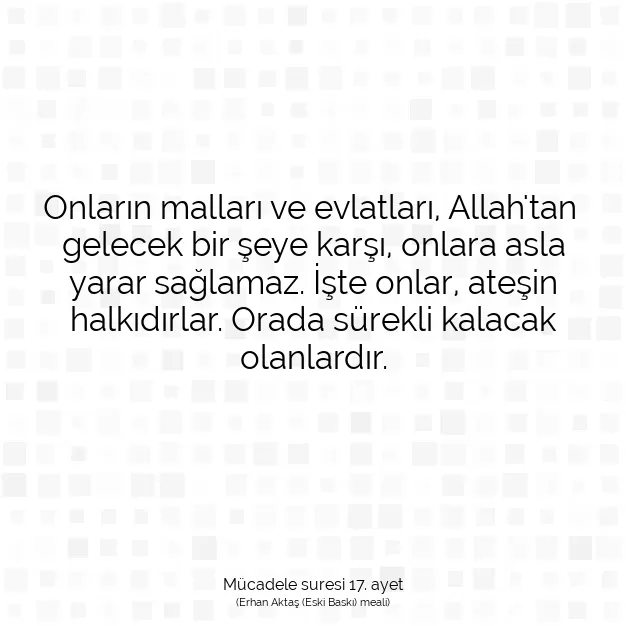 Ayetbul | Kuran Mealleri | Quran | Mücadele suresi 17. ayet