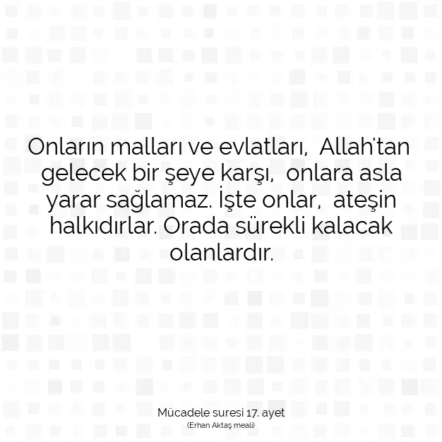 Ayetbul | Kuran Mealleri | Quran | Mücadele suresi 17. ayet