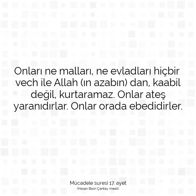 Ayetbul | Kuran Mealleri | Quran | Mücadele suresi 17. ayet