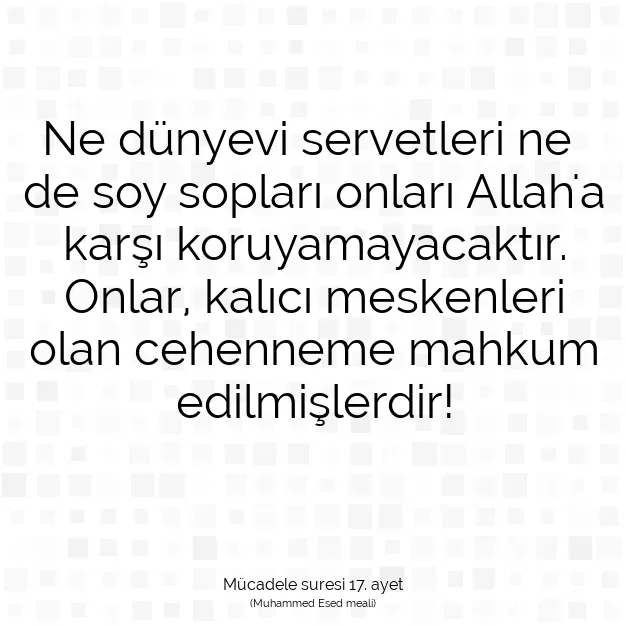 Ayetbul | Kuran Mealleri | Quran | Mücadele suresi 17. ayet