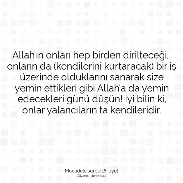 Ayetbul | Kuran Mealleri | Quran | Mücadele suresi 18. ayet