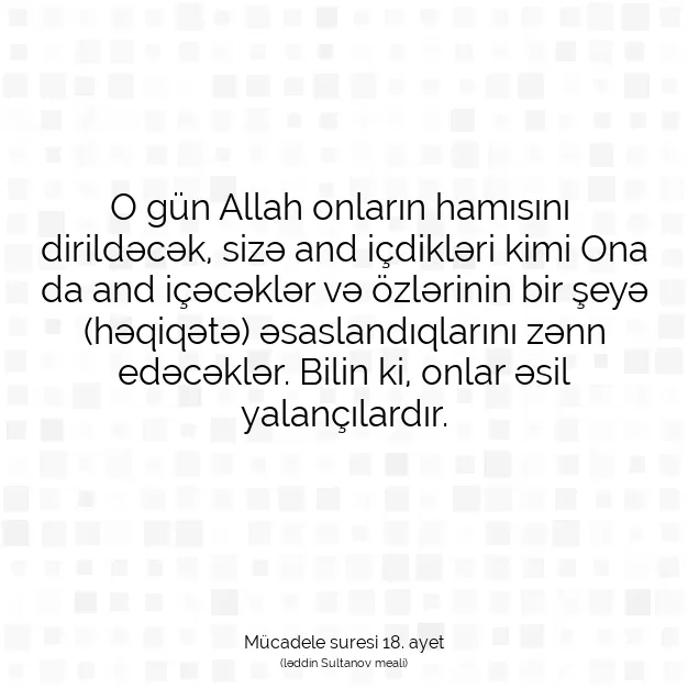 Ayetbul | Kuran Mealleri | Quran | Mücadele suresi 18. ayet