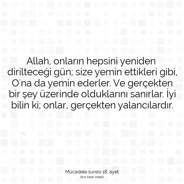 Ayetbul | Kuran Mealleri | Quran | Mücadele suresi 18. ayet