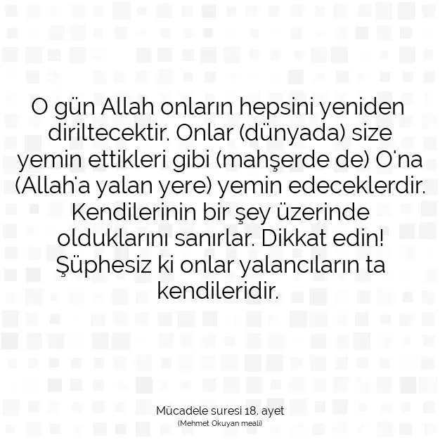 Ayetbul | Kuran Mealleri | Quran | Mücadele suresi 18. ayet