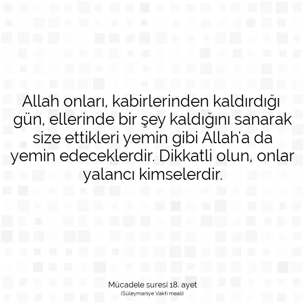 Ayetbul | Kuran Mealleri | Quran | Mücadele suresi 18. ayet