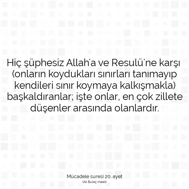 Ayetbul | Kuran Mealleri | Quran | Mücadele suresi 20. ayet