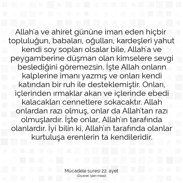 Ayetbul | Kuran Mealleri | Quran | Mücadele suresi 22. ayet