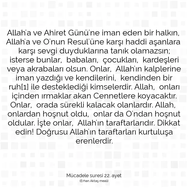 Ayetbul | Kuran Mealleri | Quran | Mücadele suresi 22. ayet