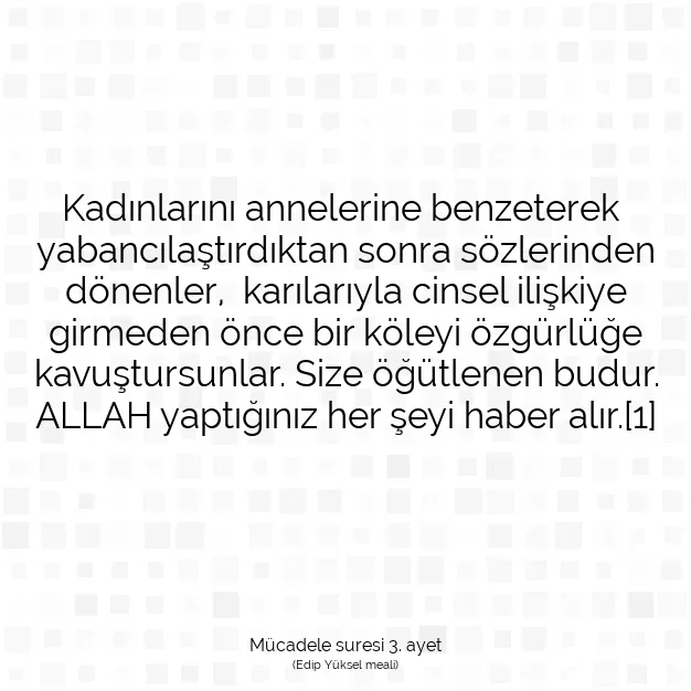 Ayetbul | Kuran Mealleri | Quran | Mücadele suresi 3. ayet