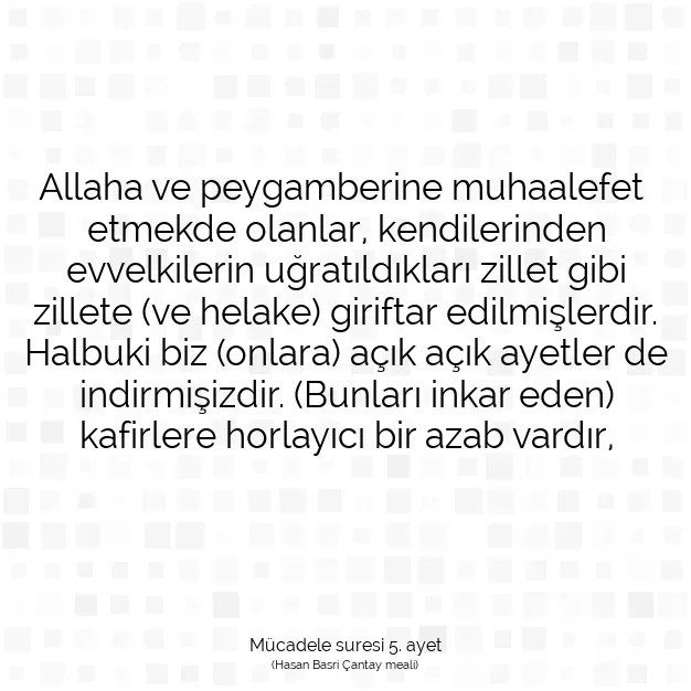 Ayetbul | Kuran Mealleri | Quran | Mücadele suresi 5. ayet