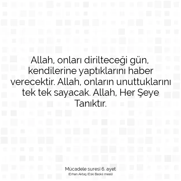 Ayetbul | Kuran Mealleri | Quran | Mücadele suresi 6. ayet