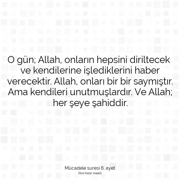 Ayetbul | Kuran Mealleri | Quran | Mücadele suresi 6. ayet