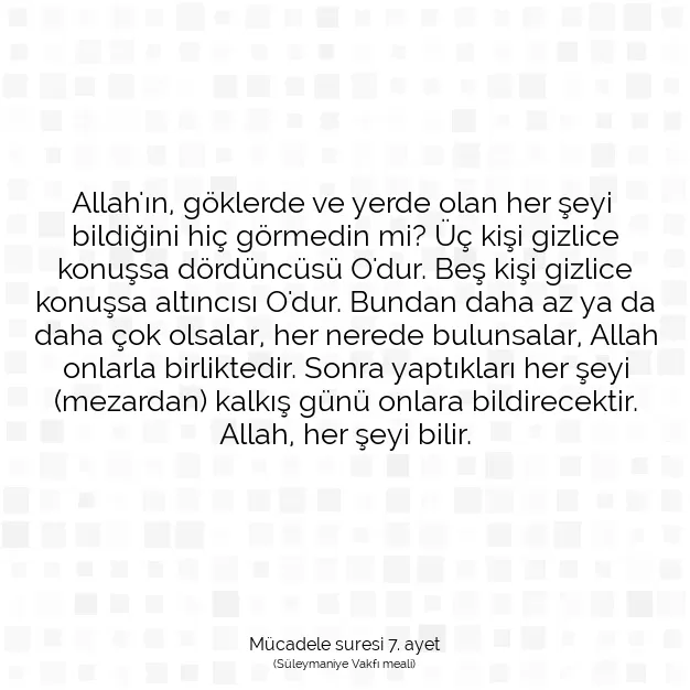 Ayetbul | Kuran Mealleri | Quran | Mücadele suresi 7. ayet