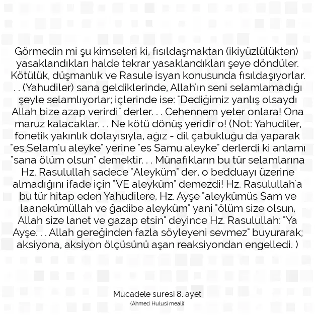 Ayetbul | Kuran Mealleri | Quran | Mücadele suresi 8. ayet