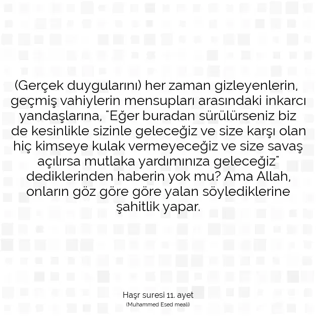 Ayetbul | Kuran Mealleri | Quran | Haşr suresi 11. ayet