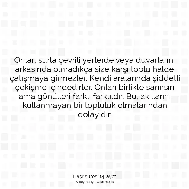 Ayetbul | Kuran Mealleri | Quran | Haşr suresi 14. ayet