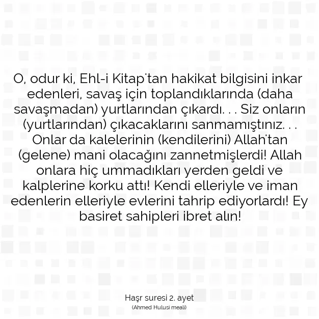 Ayetbul | Kuran Mealleri | Quran | Haşr suresi 2. ayet