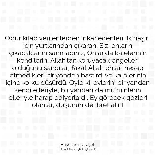 Ayetbul | Kuran Mealleri | Quran | Haşr suresi 2. ayet