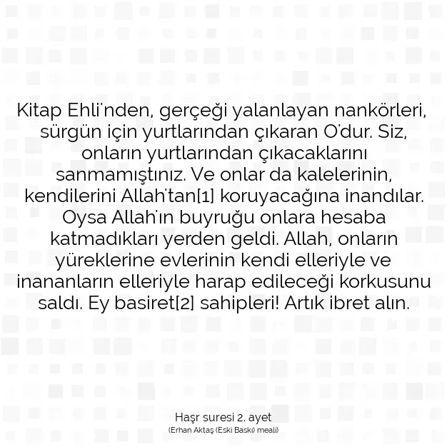 Ayetbul | Kuran Mealleri | Quran | Haşr suresi 2. ayet