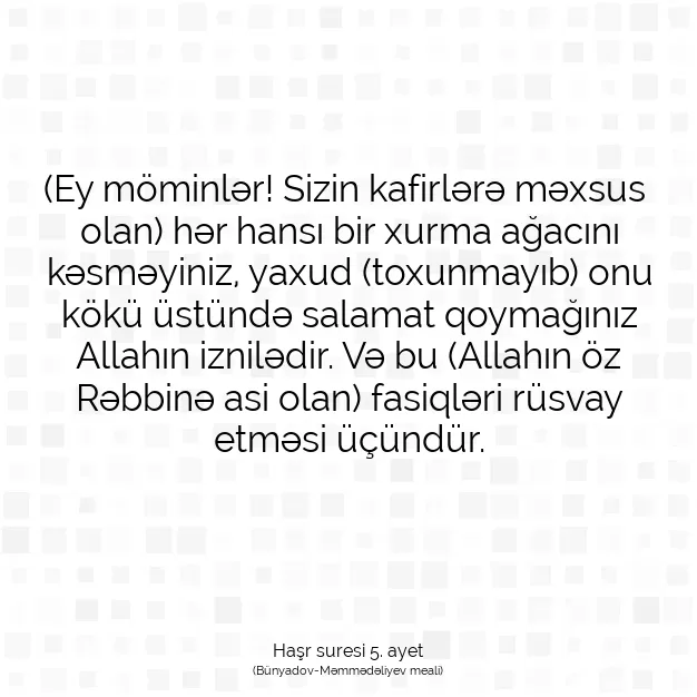 Ayetbul | Kuran Mealleri | Quran | Haşr suresi 5. ayet